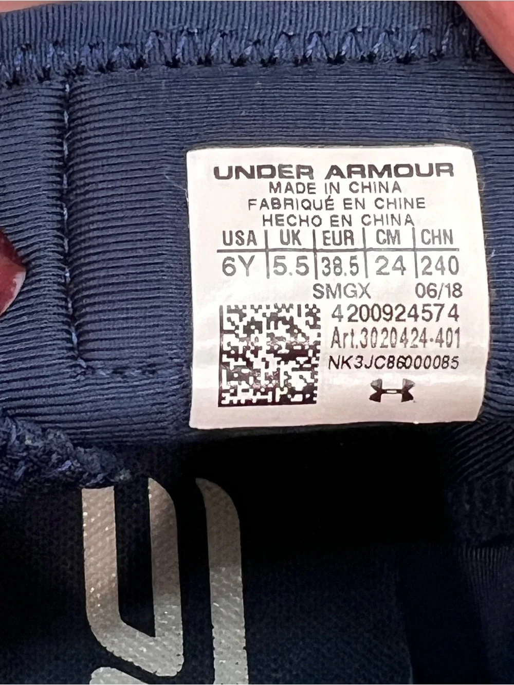 Under Armour Kids Navy and White High-Top Sneakers
